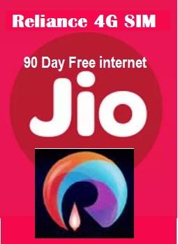 Reliance JIO 4G SIM With 90 Day Free internet paye