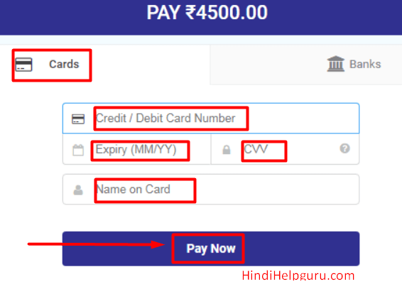 payment for deled courses nios via debit card