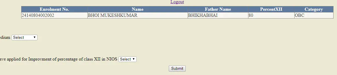 nios deled examination payment status