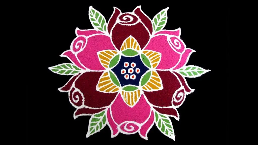 Simple New Year 2024 Rose Rangoli