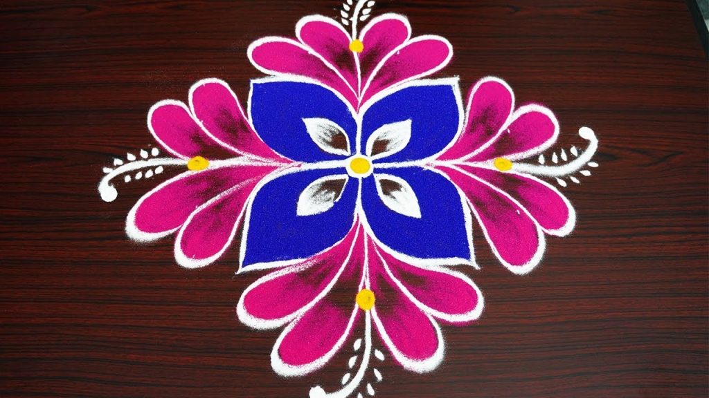 simple flower pongal rangoli with