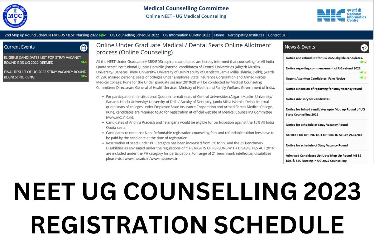 Neet UG Counselling 2023 Schedule PDF