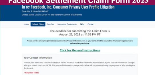 Facebook Settlement Claim Form 2023 PDF Free Download