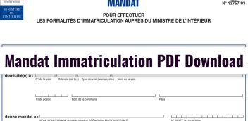 Mandat Immatriculation PDF Free Download
