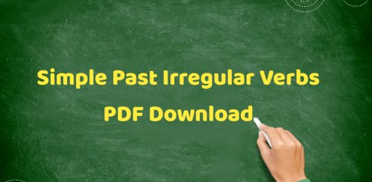 Simple Past Irregular Verbs PDF Free Download