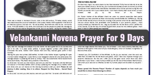 Velankanni Novena Prayer For 9 Days PDF Free Download