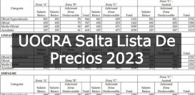 UOCRA Salta Lista De Precios 2023 PDF Free Download