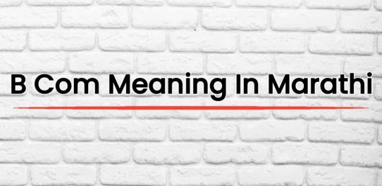 B Com Meaning In Marathi