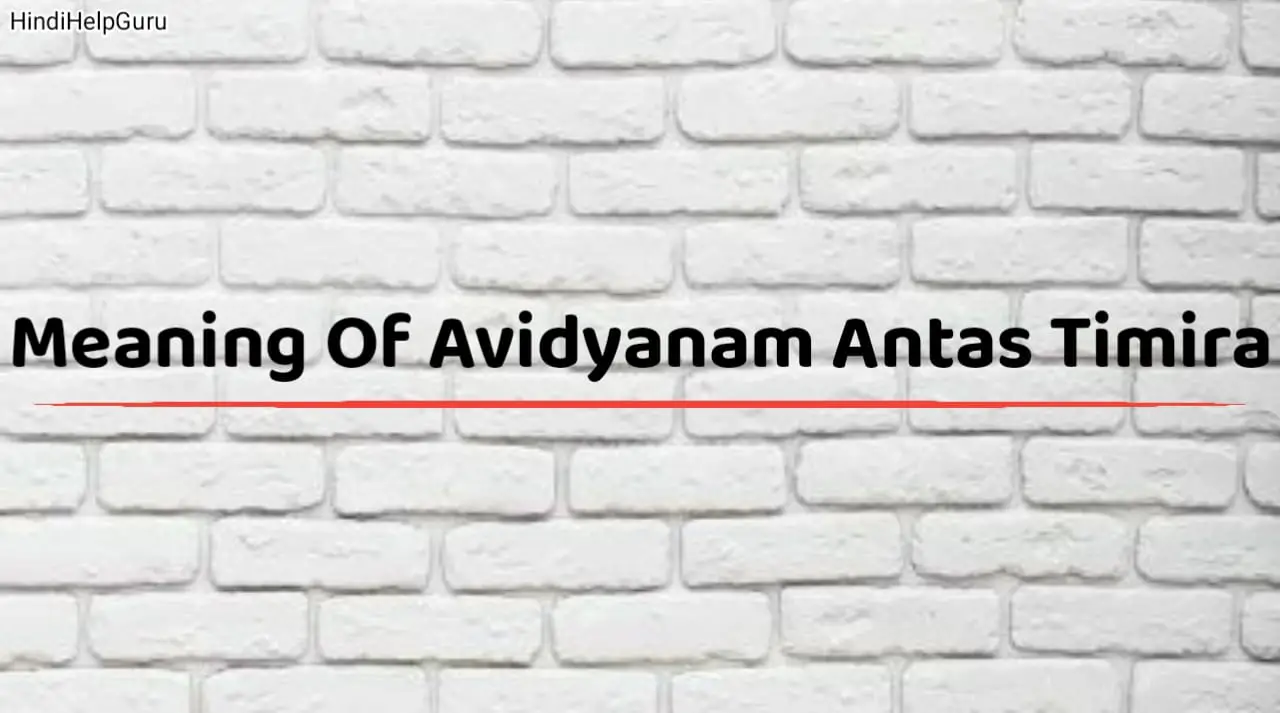 Meaning Of Avidyanam Antas Timira