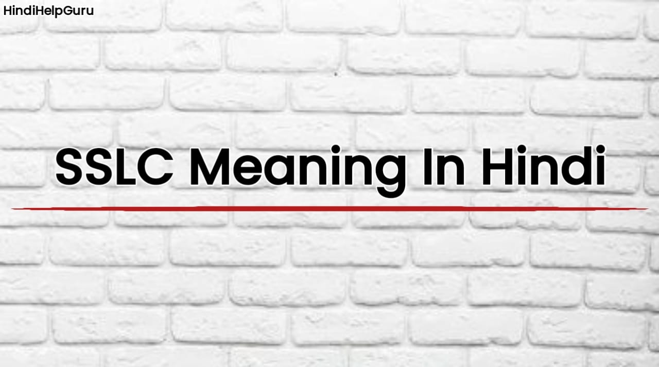 SSLC Meaning In Hindi