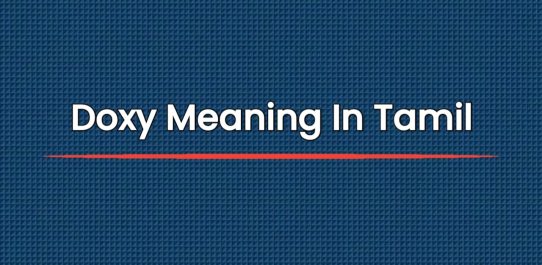 Doxy Meaning In Tamil | தமிழில் அர்த்தம்