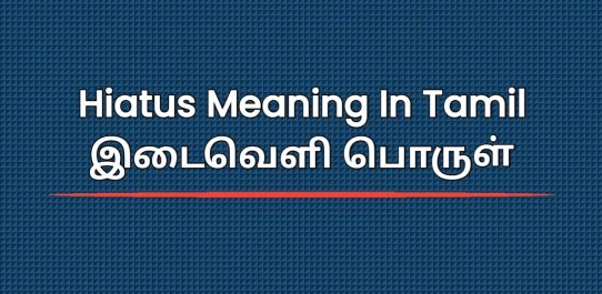 Hiatus Meaning In Tamil | இடைவெளி பொருள்