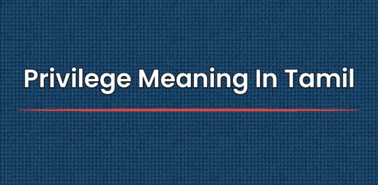 Privilege Meaning In Tamil | தமிழில் அர்த்தம்