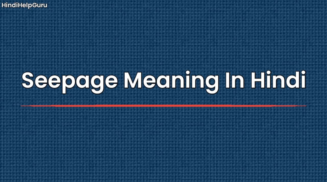 Seepage Meaning In Hindi
